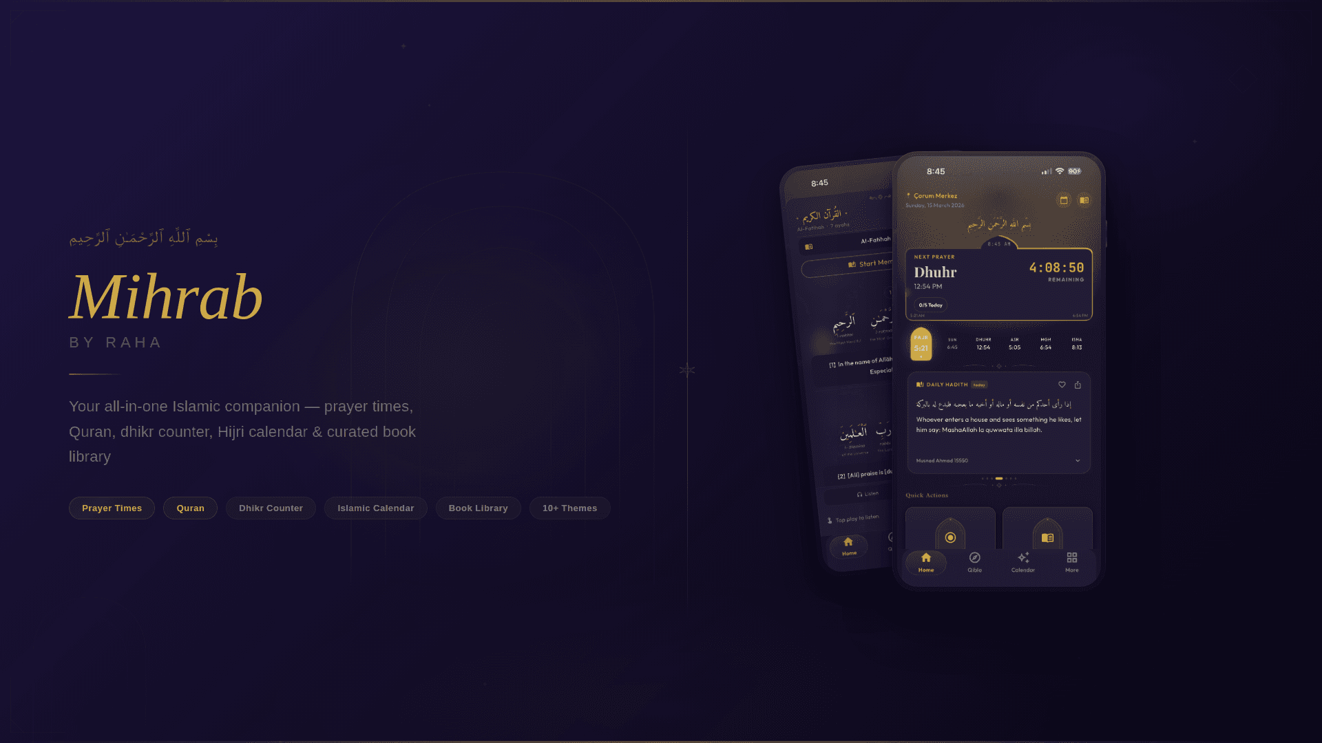 Mihrab by Raha - A peaceful Islamic companion for your daily worship